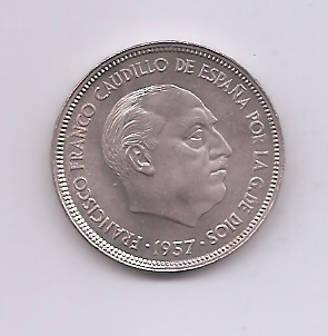 ESTADO ESPAÑOL (FRANCO) DEL AÑO 1957*65 DE 25 PESETAS